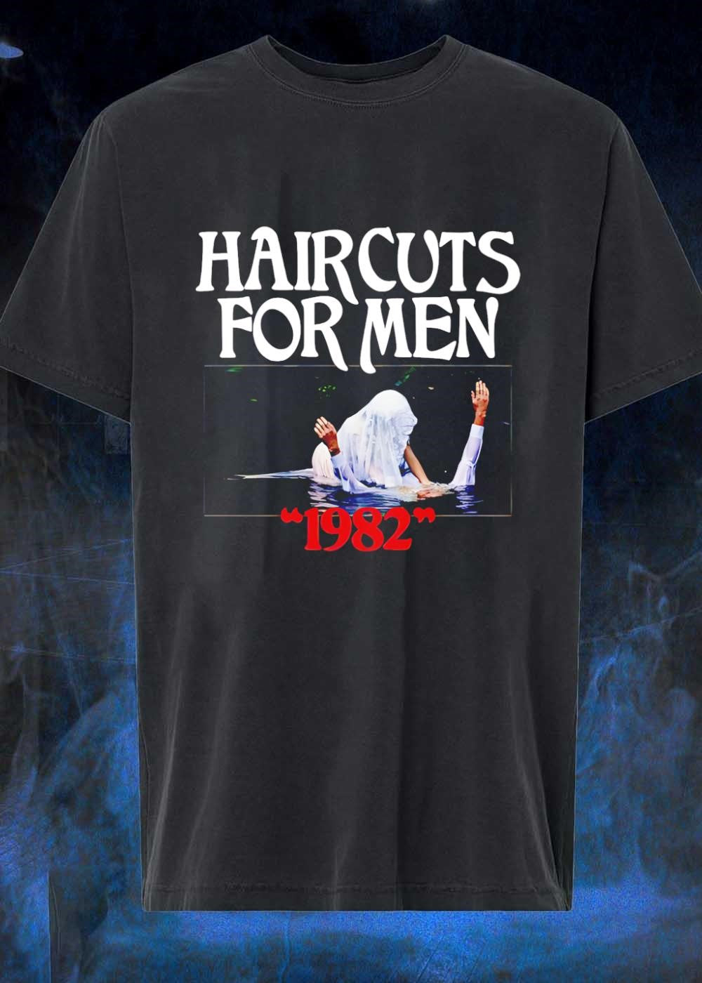 Haircuts for Men 1982 Person Wearing Veil Emerging - Adult & Kids T-Shirts, Sweatshirts & Hoodies apparel design preview 1