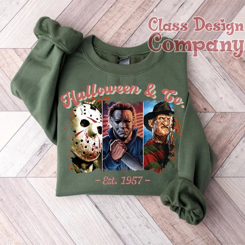 Halloween Co Est. 1957 Horror Movie Characters - Adult & Kids T-Shirts, Sweatshirts & Hoodies apparel design preview 1