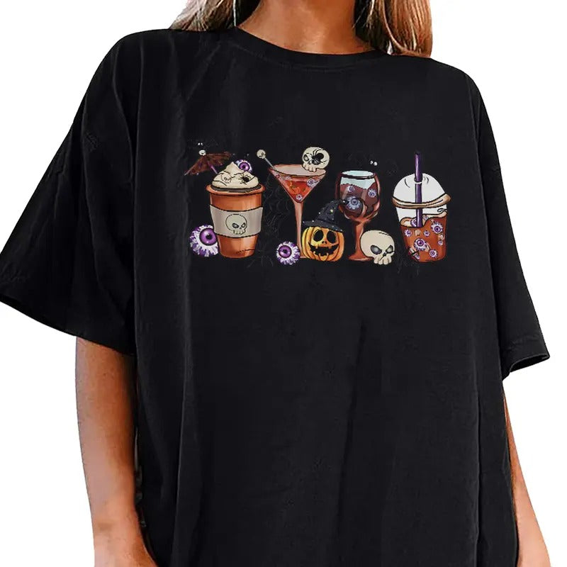 Halloween Coffee Cute Latte Cafe Lovers Fall Autumn - Adult & Kids T-Shirts, Sweatshirts & Hoodies apparel design preview 1