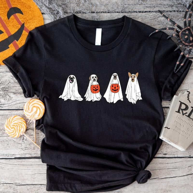 Halloween Dog Funny Ghost Lover Spooky Season Short - Adult & Kids T-Shirts, Sweatshirts & Hoodies apparel design preview 1