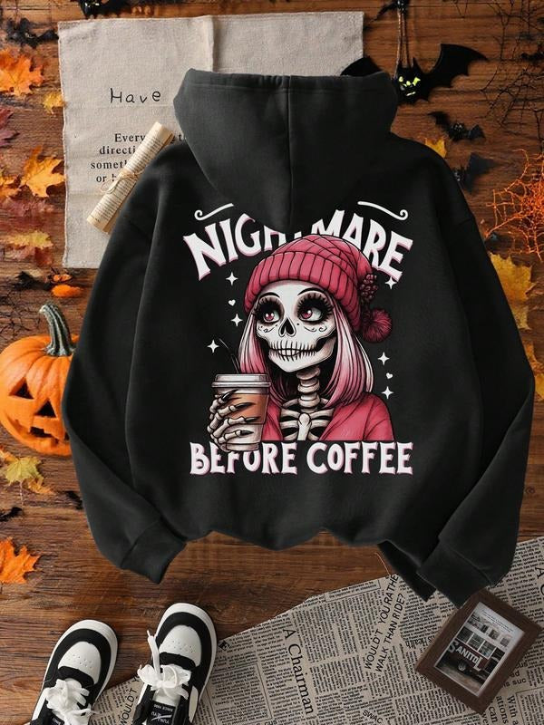 Halloween Skull Girl Print Casual Loose Fit Fall - Adult & Kids T-Shirts, Sweatshirts & Hoodies apparel design preview 1