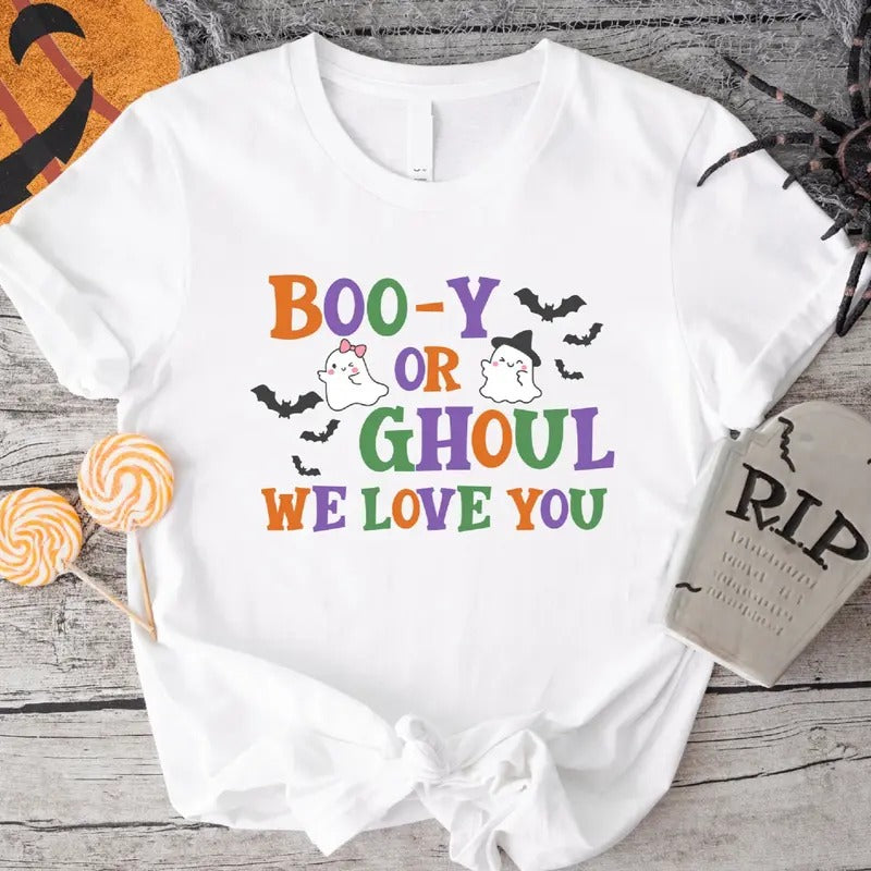 Halloween Gender Reveal Party Boo Y Ghoul We Love You - Adult & Kids T-Shirts, Sweatshirts & Hoodies apparel design preview 1