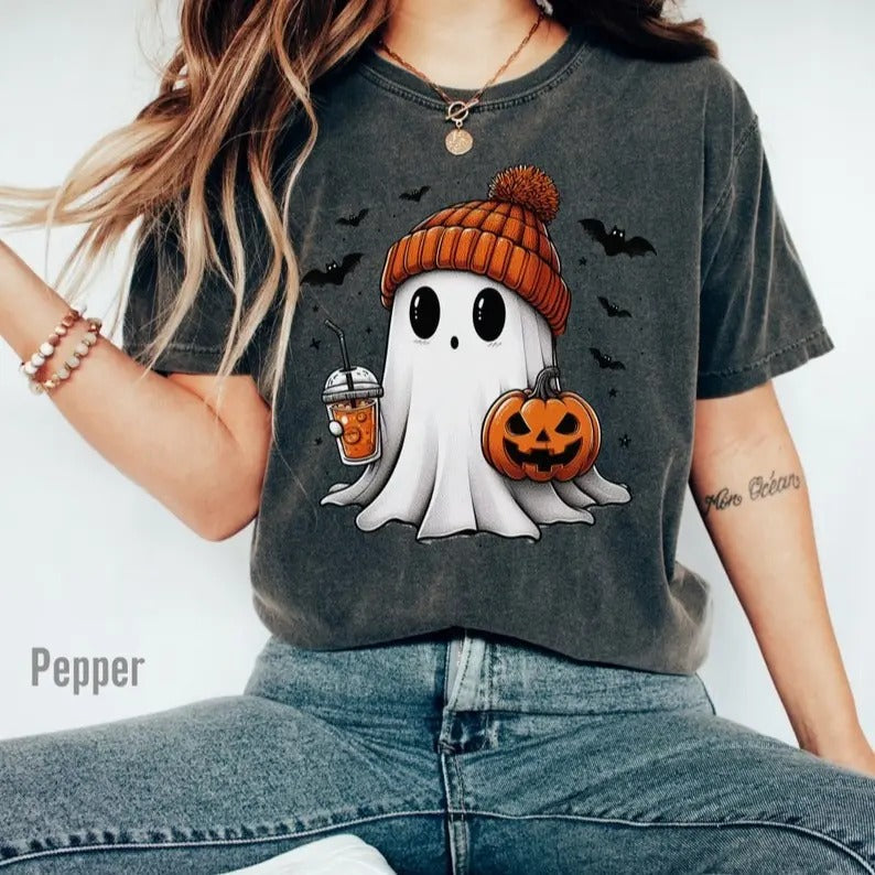 Halloween Ghost Comfort Colors Cute Fall Spooky - Adult & Kids T-Shirts, Sweatshirts & Hoodies apparel design preview 1