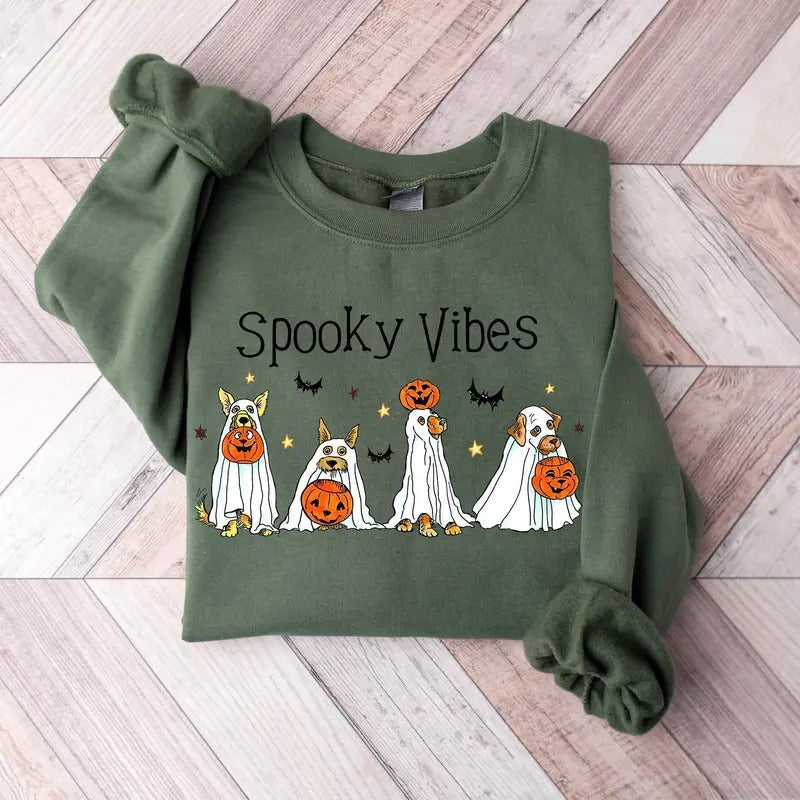 Halloween Ghost Dog Retro Spooky - Adult & Kids T-Shirts, Sweatshirts & Hoodies apparel design preview 1