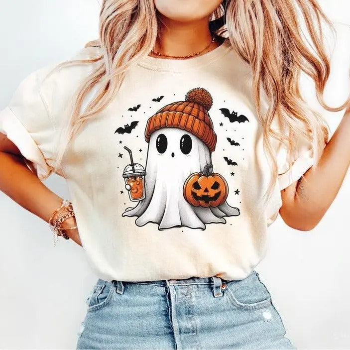 Halloween Ghost Cute Fall Spooky Season Classic - Adult & Kids T-Shirts, Sweatshirts & Hoodies apparel design preview 1