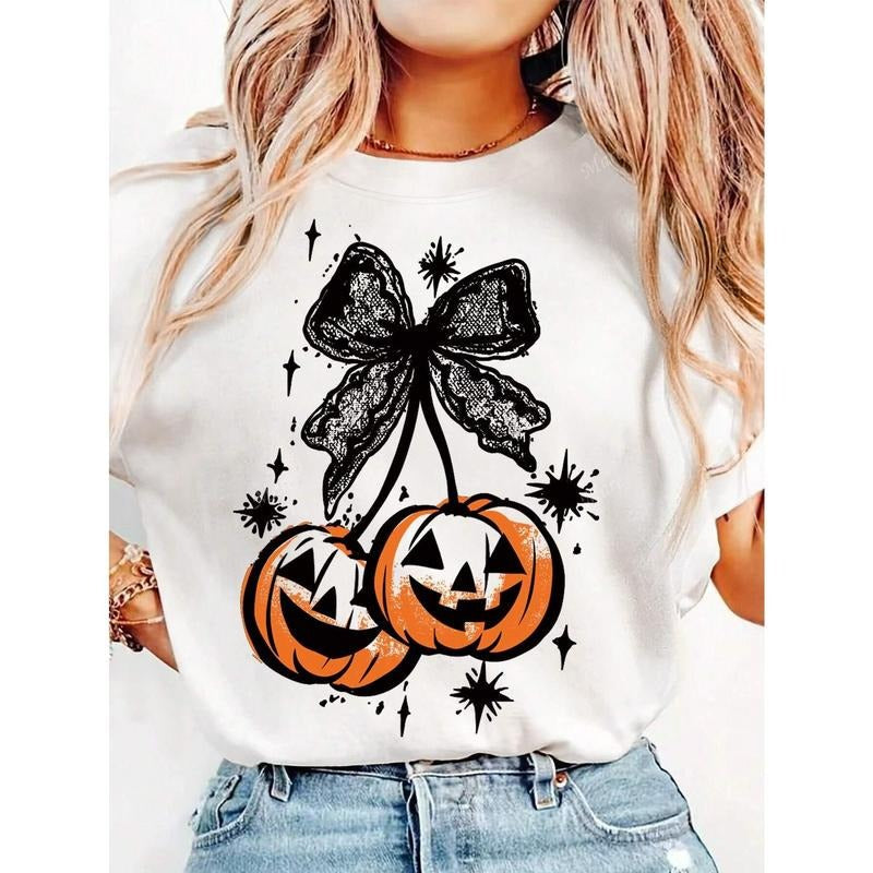 Halloween Nightmare Before Casual Pumpkin Bow Lace - Adult & Kids T-Shirts, Sweatshirts & Hoodies apparel design preview 1