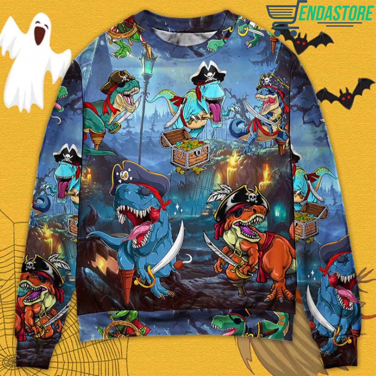 Halloween Pirate Dinosaur Scary 3D Christmas Sweater - Holiday Gift product image