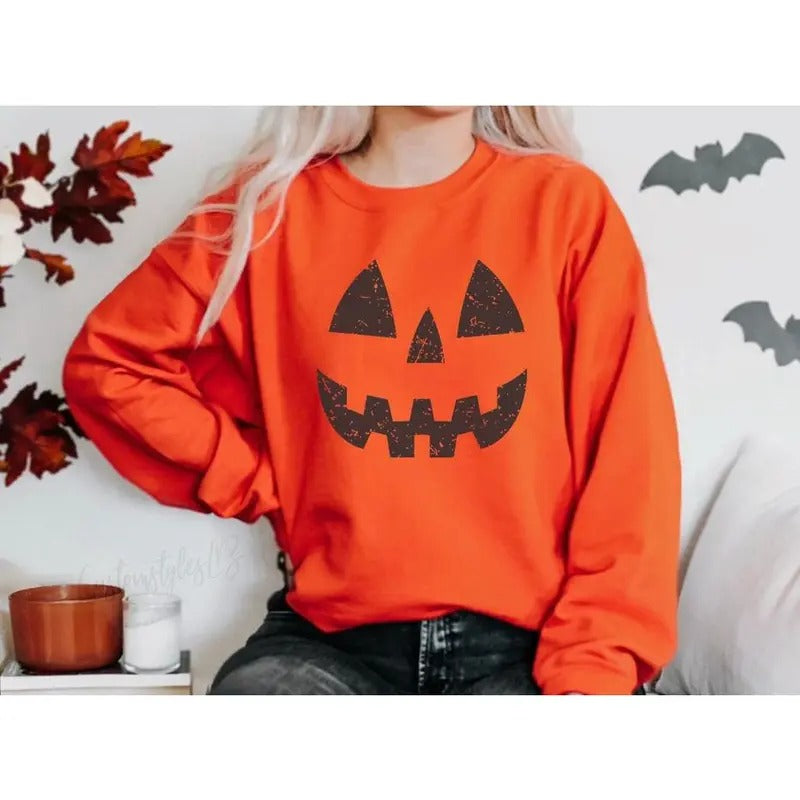 Halloween Pumpkin Face Jack O' Lantern - Adult & Kids T-Shirts, Sweatshirts & Hoodies apparel design preview 1