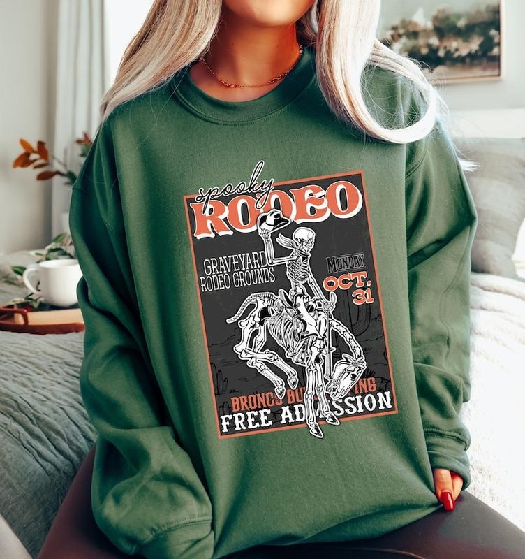 Halloween Rodeo Skeleton Cowboy Western Retro Vintage - Adult & Kids T-Shirts, Sweatshirts & Hoodies apparel design preview 1