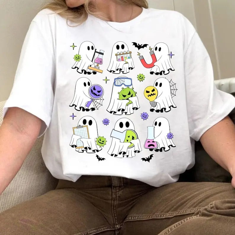 Halloween Science Teacher Funny Ghost Spooky - Adult & Kids T-Shirts, Sweatshirts & Hoodies apparel design preview 1