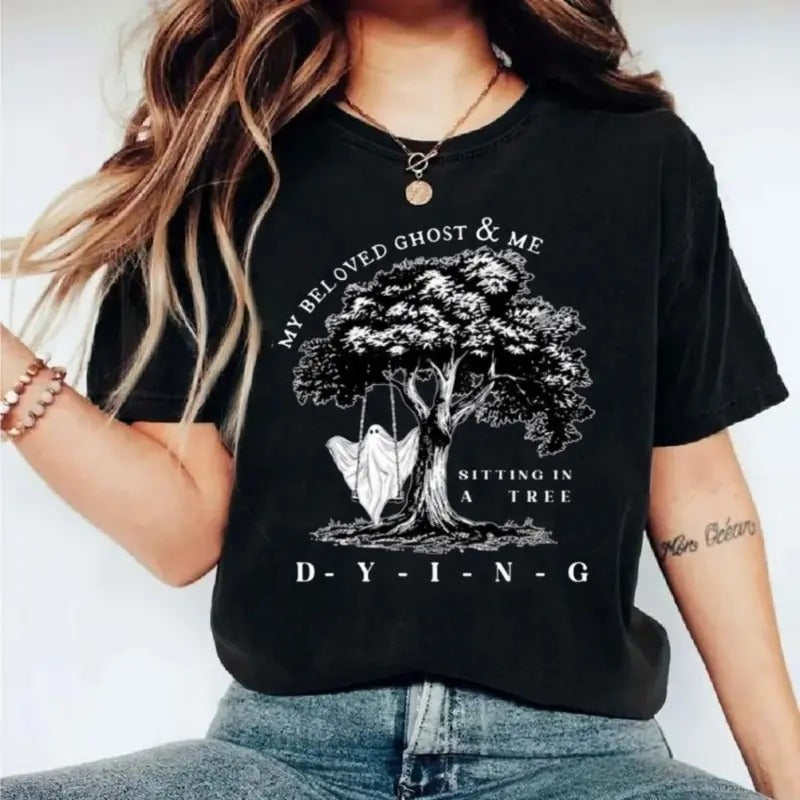 Halloween Beloved Ghost Me Sitting Tree Pumpkin - Adult & Kids T-Shirts, Sweatshirts & Hoodies apparel design preview 1