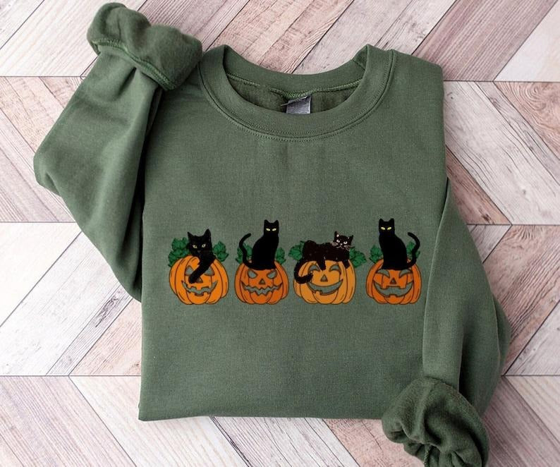 Halloween Cat Ghost Lover Black Spooky Season - Adult & Kids T-Shirts, Sweatshirts & Hoodies apparel design preview 1