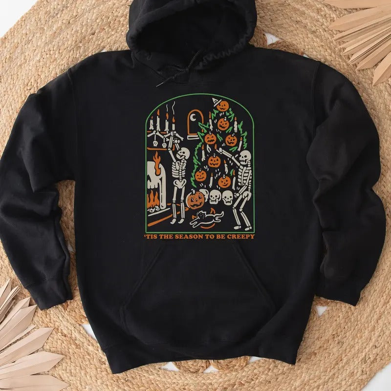Halloween Tis Season Be Creepy Dead Inside Skeleton - Adult & Kids T-Shirts, Sweatshirts & Hoodies apparel design preview 1