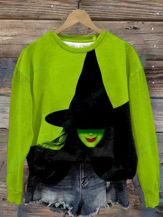Witch Print Round Neck Halloween Sweatshirt 3D Sweater - Gift Idea product image