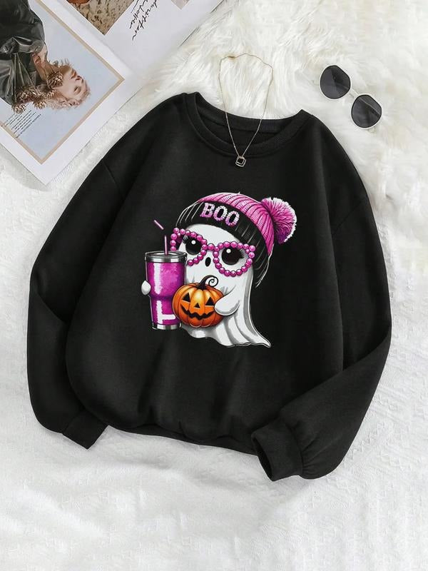 Halloween Ghost Print Soft Thick Round Neck Casual - Adult & Kids T-Shirts, Sweatshirts & Hoodies apparel design preview 1