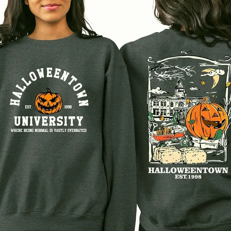 Halloweentown Est 1998 Back Front Retro Halloween - Adult & Kids T-Shirts, Sweatshirts & Hoodies apparel design preview 1