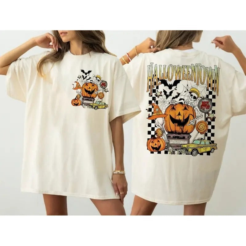 Halloweentown Est 1998 Retro Fall Halloween Ghost - Adult & Kids T-Shirts, Sweatshirts & Hoodies apparel design preview 1