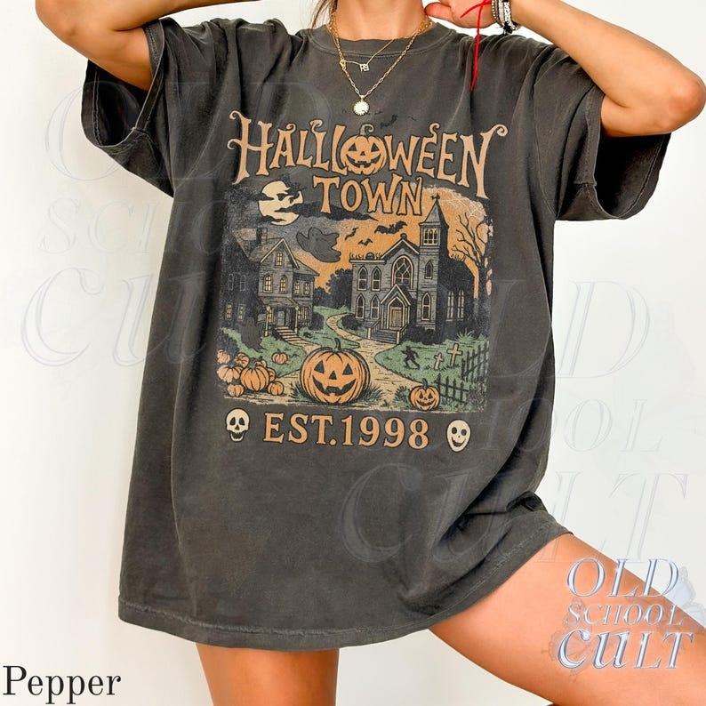 Halloweentown Est 1998 Vintage 90s Retro Halloween - Adult & Kids T-Shirts, Sweatshirts & Hoodies apparel design preview 1