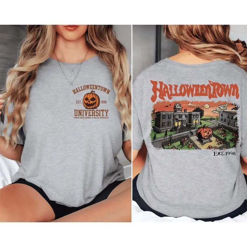 Halloweentown University Halloween Fall Est 1998 Back - Adult & Kids T-Shirts, Sweatshirts & Hoodies apparel design preview 1