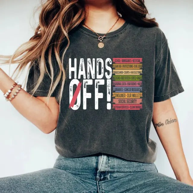 Hands Off Protest Political Activism Save Public - Adult & Kids T-Shirts, Sweatshirts & Hoodies apparel design preview 1