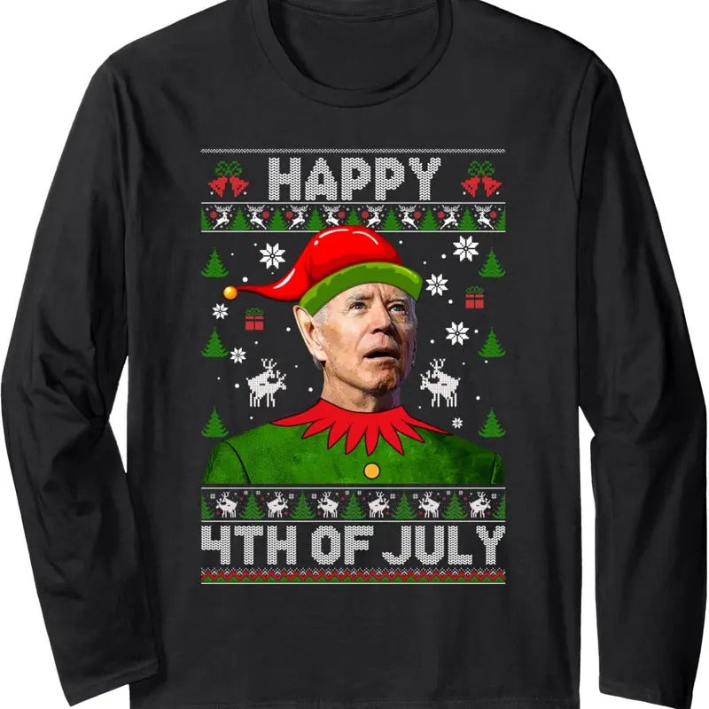 Happy 4th July Funny Joe Biden Ugly - Adult & Kids T-Shirts, Sweatshirts & Hoodies apparel design preview 1