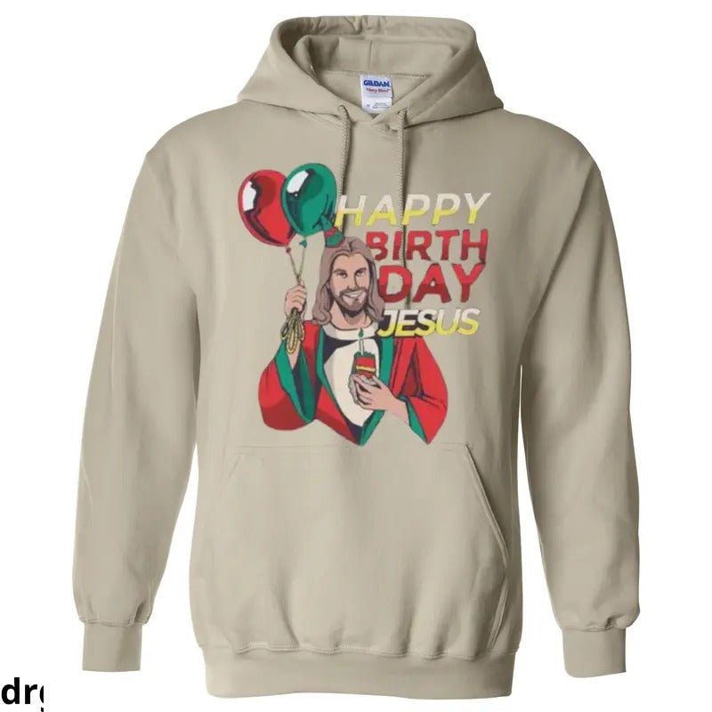 Happy Jesus Fun Festive Holding Balloons Cozy - Adult & Kids T-Shirts, Sweatshirts & Hoodies apparel design preview 1