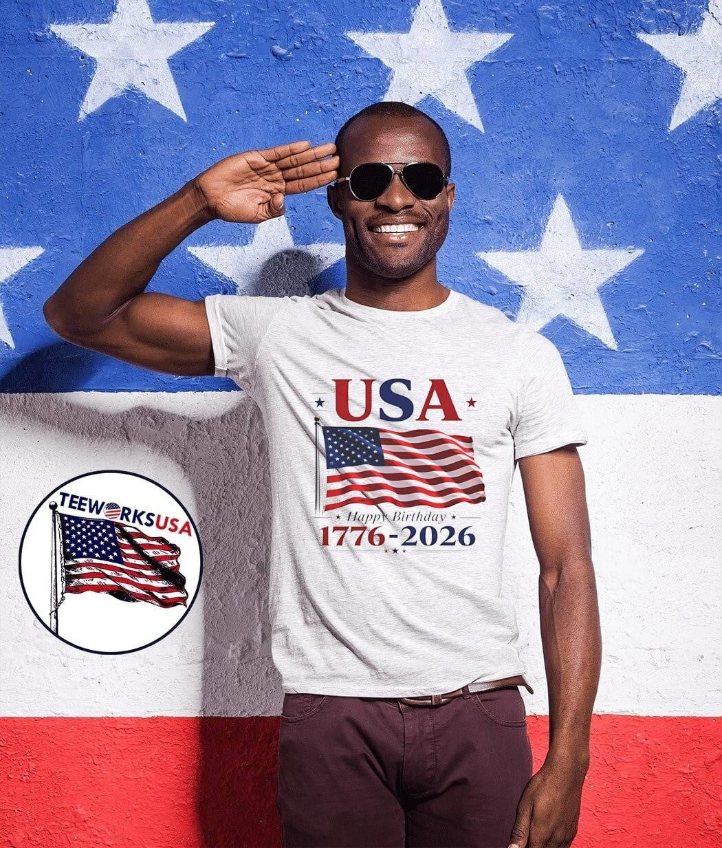 Happy Birthday USA 1776 2026 Patriotic American Flag - Adult & Kids T-Shirts, Sweatshirts & Hoodies apparel design preview 1