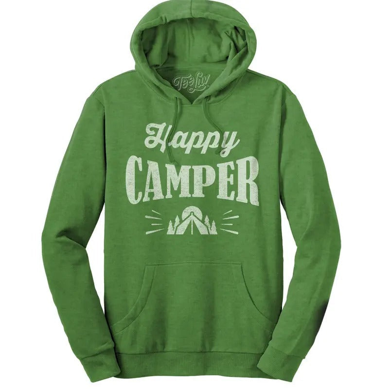 Happy Camper Hooded Green - Adult & Kids T-Shirts, Sweatshirts & Hoodies apparel design preview 1