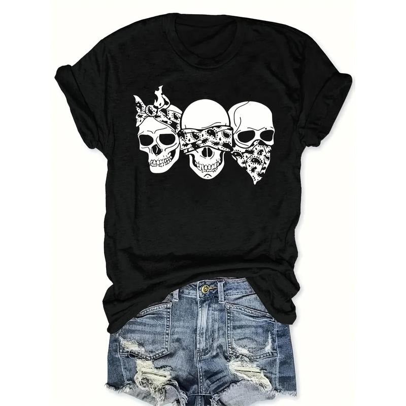Happy Cartoon Skull Loose Fit Round Neck Short - Adult & Kids T-Shirts, Sweatshirts & Hoodies apparel design preview 1