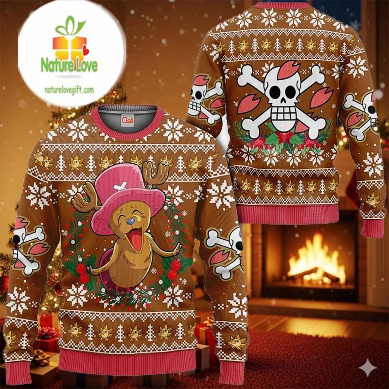 Happy Chopper Anime Xmas One Piece Ugly Christmas Sweater - Holiday Gift product image