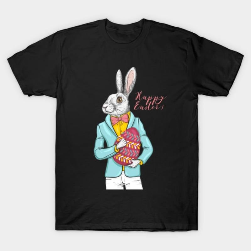 Happy Easter Rabbit Hipster Egg - Adult & Kids T-Shirts, Sweatshirts & Hoodies apparel design preview 1