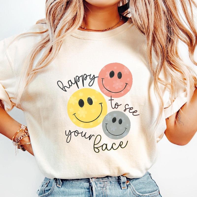 Happy See Your Face Back School Teacher Life Teaching - Adult & Kids T-Shirts, Sweatshirts & Hoodies apparel design preview 1