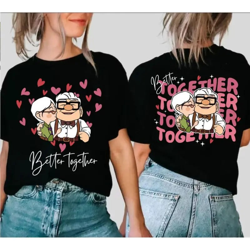 Happy Cartoon Valentine His Hers Wife Husband Up - Adult & Kids T-Shirts, Sweatshirts & Hoodies apparel design preview 1