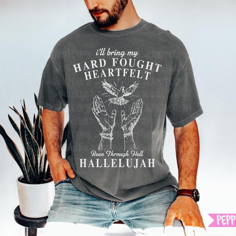 Hard Fought Hallelujah Cute Faith Religious Christian - Adult & Kids T-Shirts, Sweatshirts & Hoodies apparel design preview 1