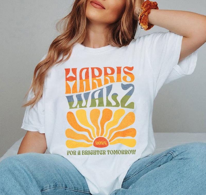 Harris Walz 2024 Brighter Tomorrow Flower Debate - Adult & Kids T-Shirts, Sweatshirts & Hoodies apparel design preview 1