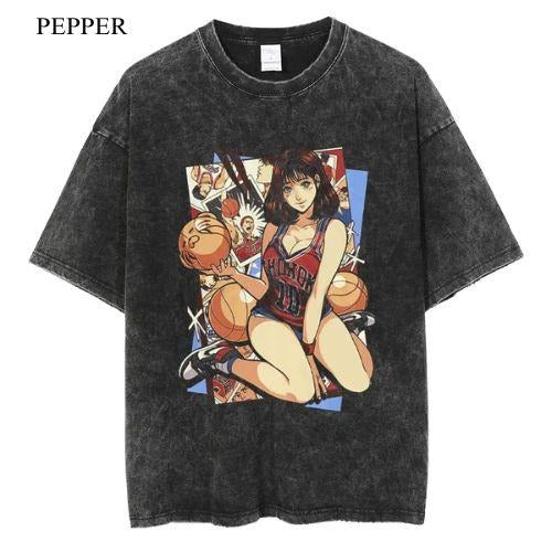 Haruko Akagi Vintage Anime Manga Him - Adult & Kids T-Shirts, Sweatshirts & Hoodies apparel design preview 1