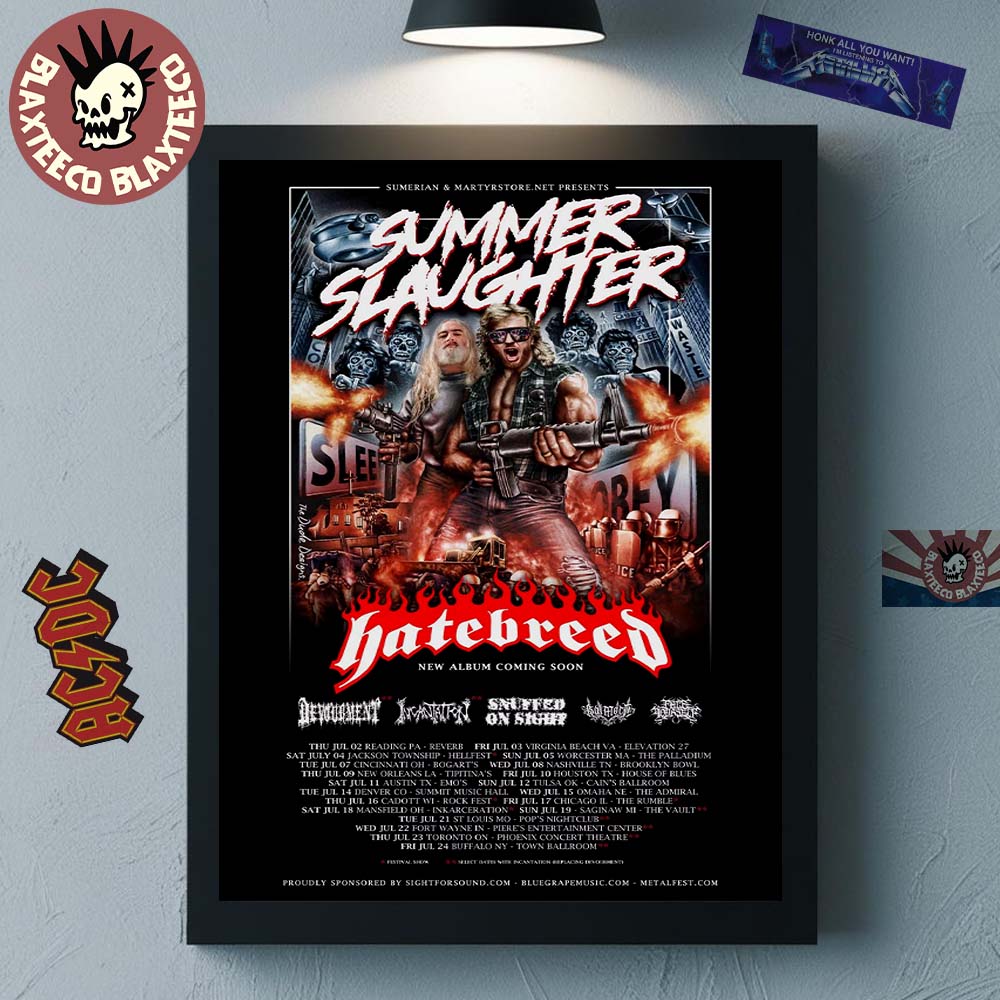 Hatebreed Summer Slaughter Tour 2026 Part 1 Schedule - Adult & Kids T-Shirts, Sweatshirts & Hoodies apparel design preview 1