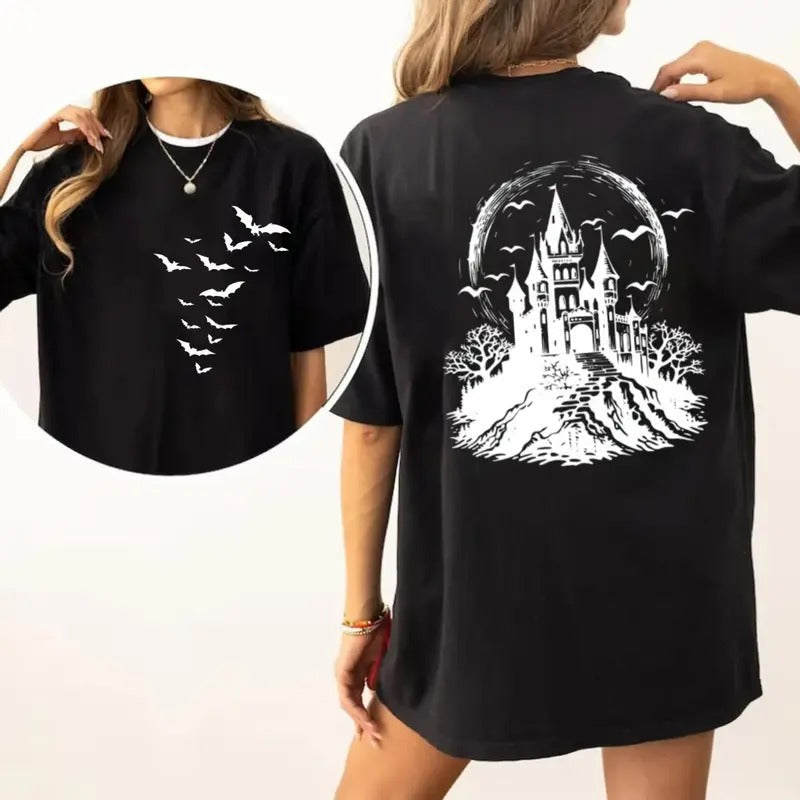 Haunted House Halloween Party Bats Spooky Season - Adult & Kids T-Shirts, Sweatshirts & Hoodies apparel design preview 1