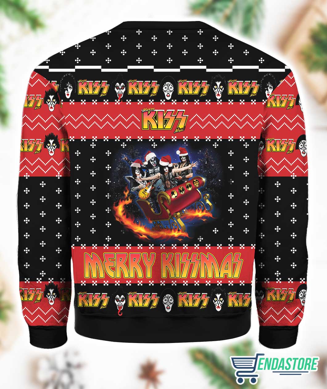 Have Yourself A Merry Little Kissmas Kiss Band 3D Ugly Christmas Sweater - Holiday Gift product image 4