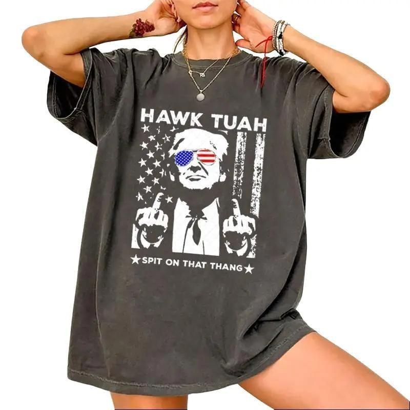 "Hawk Tuah 24 Spit That Thang Donald Trum 2024 - Adult & Kids T-Shirts, Sweatshirts & Hoodies apparel design preview 1