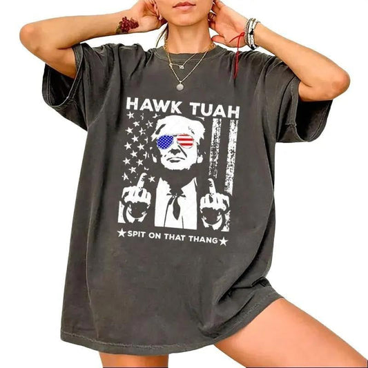 "Hawk Tuah 24 Spit That Thang Donald Trum 2024 - Adult & Kids T-Shirts, Sweatshirts & Hoodies apparel design preview 1