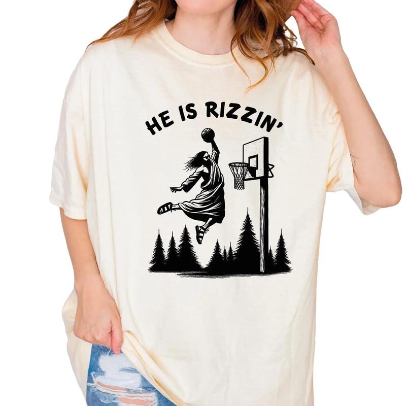 He Is Rizzin' Vintage 90s Funny Easter Jesus - Adult & Kids T-Shirts, Sweatshirts & Hoodies apparel design preview 1