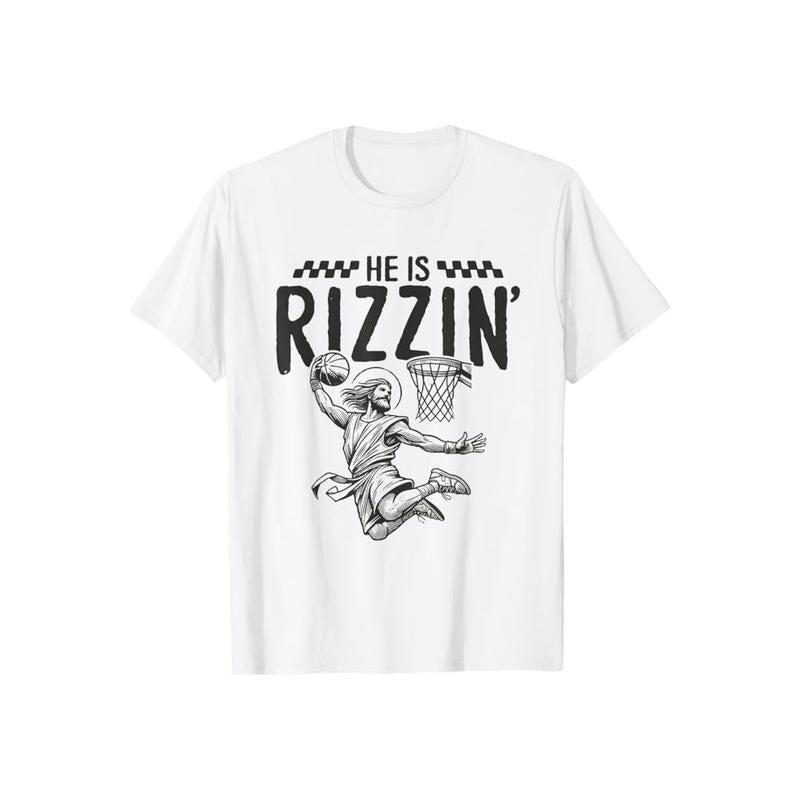He Is Rizzin Easter Basketball Jesus Casual Crew Neck - Adult & Kids T-Shirts, Sweatshirts & Hoodies apparel design preview 1