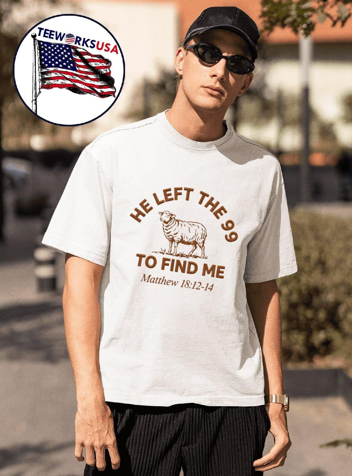 He Left The 99 To Find Me Matthew 18 12-14 Sheep - Adult & Kids T-Shirts, Sweatshirts & Hoodies apparel design preview 1