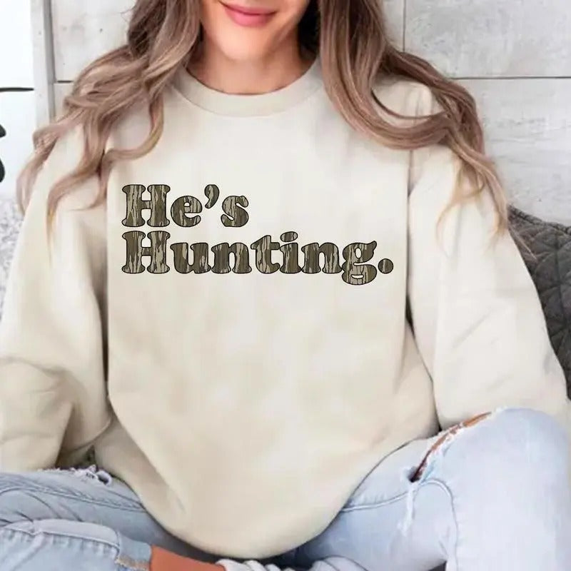 He Is Hunting Camoflauge Bottomland Pattern Camo - Adult & Kids T-Shirts, Sweatshirts & Hoodies apparel design preview 1