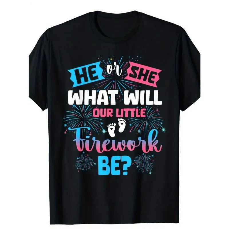 He She What Will Our Little Firework Be Gender Reveal - Adult & Kids T-Shirts, Sweatshirts & Hoodies apparel design preview 1