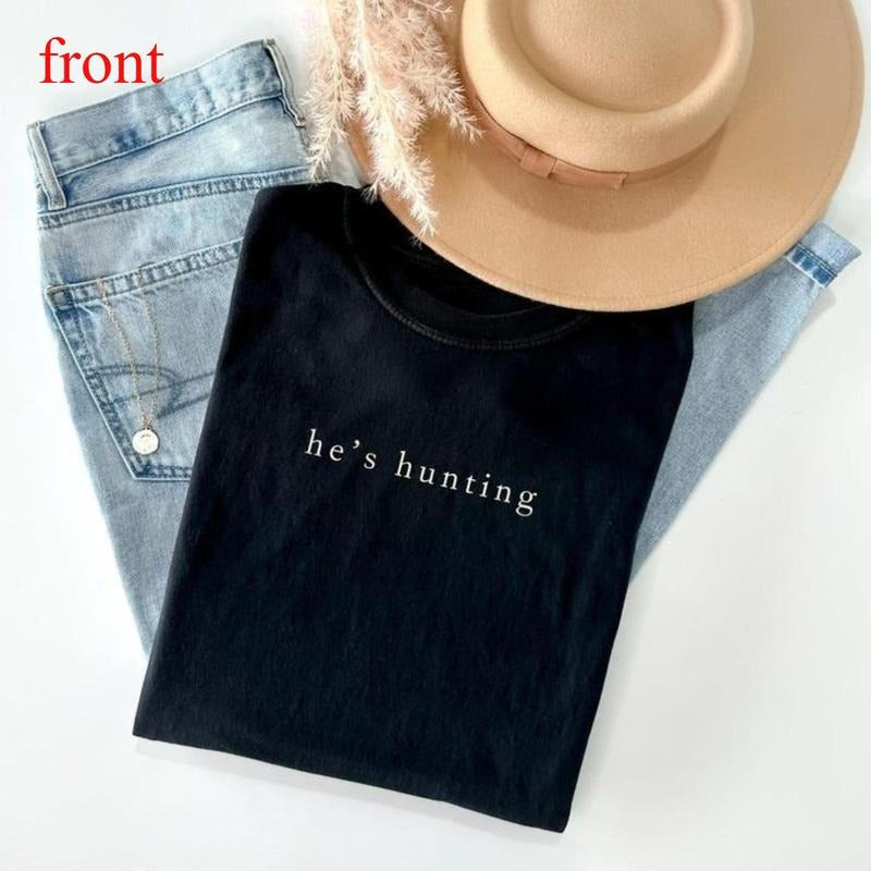 He'S Hunting Hunter'S Wife Season Funny Hunter - Adult & Kids T-Shirts, Sweatshirts & Hoodies apparel design preview 1