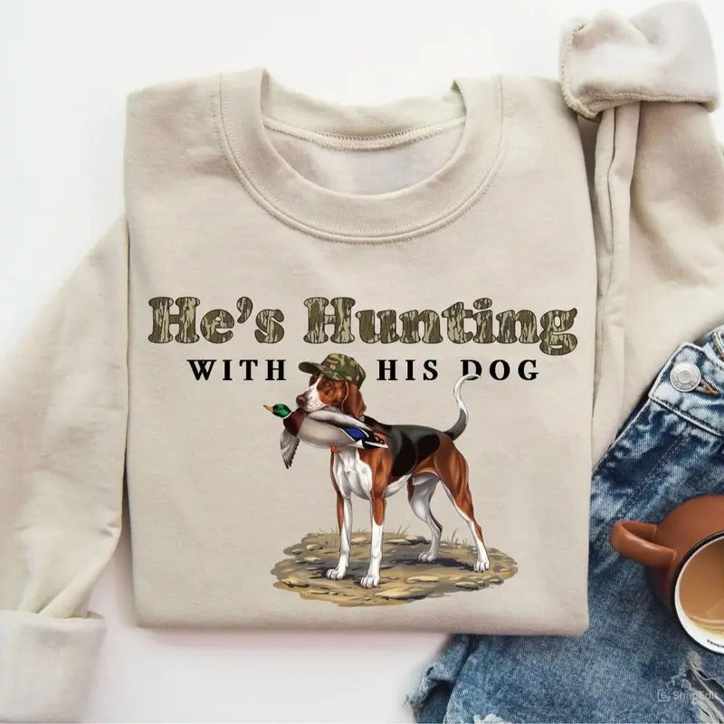 He'S Hunting His Pharaoh Hound Dog Camo Bottomland - Adult & Kids T-Shirts, Sweatshirts & Hoodies apparel design preview 1