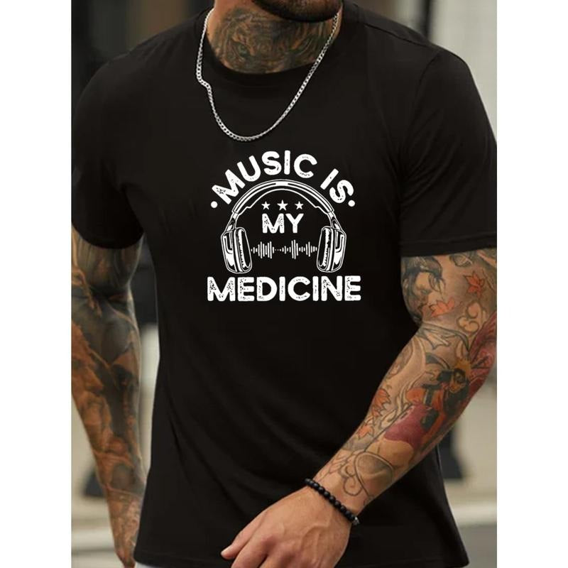 Headphone Pattern Letter Print "MUSIC IS MY MEDICINE" - Adult & Kids T-Shirts, Sweatshirts & Hoodies apparel design preview 1