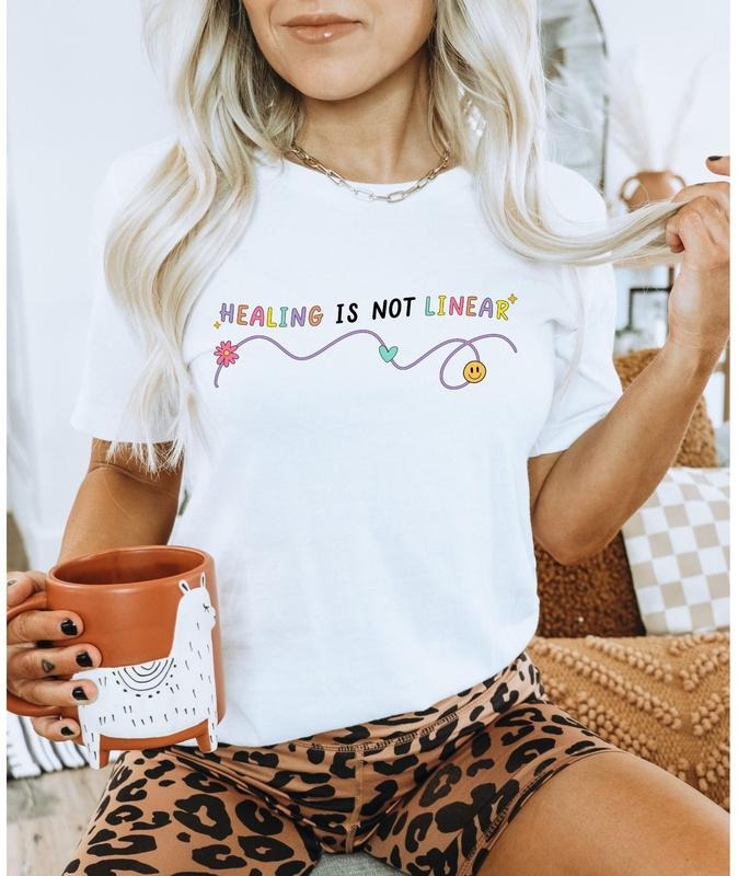 Healing Is Not Linear Mental Health Shit Positive - Adult & Kids T-Shirts, Sweatshirts & Hoodies apparel design preview 1